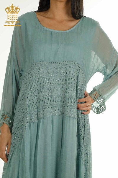 Toptan Kadın Elbise Dantel Detaylı Mint - 2404-9796 | D - Thumbnail