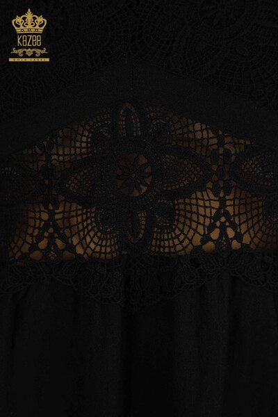 Toptan Kadın Elbise Dantel Detaylı Siyah - 2409-24043 | W - Thumbnail