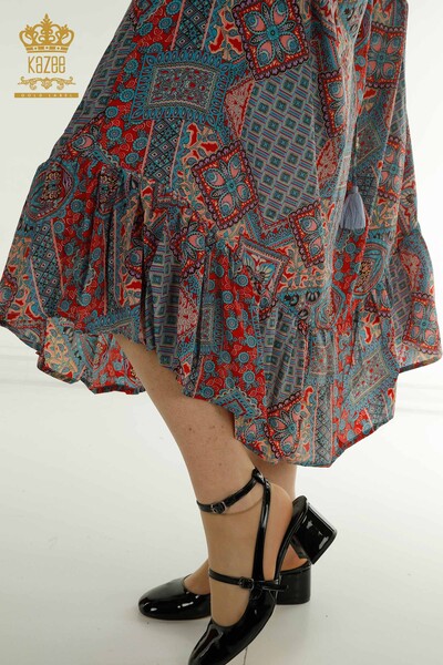 Toptan Kadın Elbise Dekolteli Mavi - 2404-Style YY-20 | D - Thumbnail