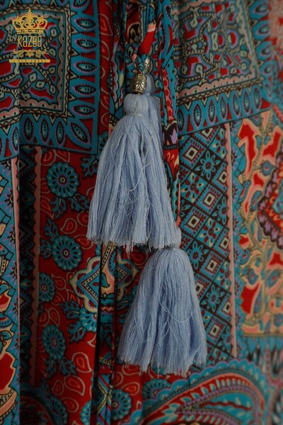 Toptan Kadın Elbise Dekolteli Mavi - 2404-Style YY-20 | D - Thumbnail