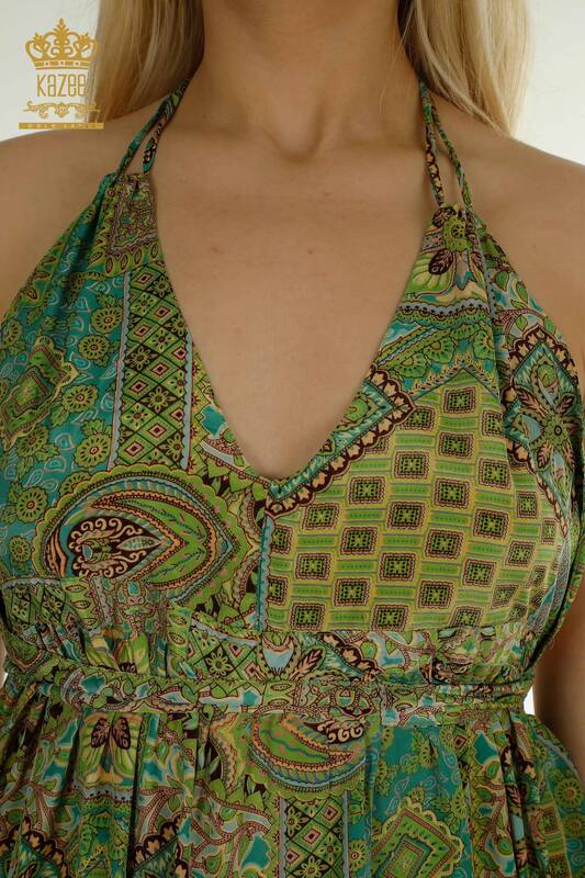 Toptan Kadın Elbise Dekolteli Yeşil - 2404-Style YY-20 | D