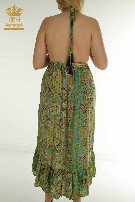 Toptan Kadın Elbise Dekolteli Yeşil - 2404-Style YY-20 | D