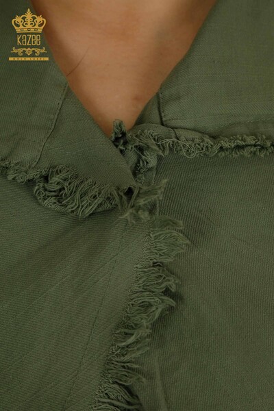 Toptan Kadın Elbise Düğme Detaylı Haki - 2402-211606 | S&M - Thumbnail (2)
