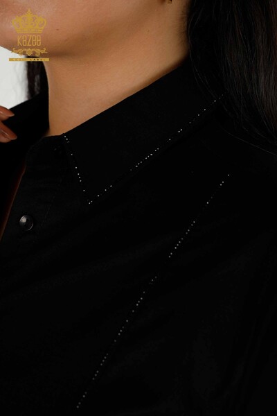 Toptan Kadın Elbise Düğme Detaylı Siyah - 20261 | KAZEE - Thumbnail