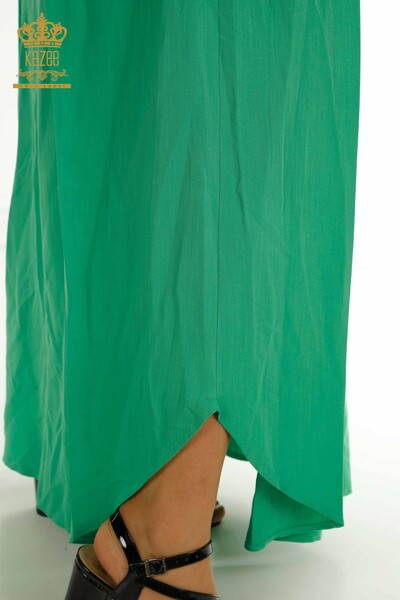 Toptan Kadın Elbise Düğmeli Yeşil - 2405-10139 | T - Thumbnail (2)