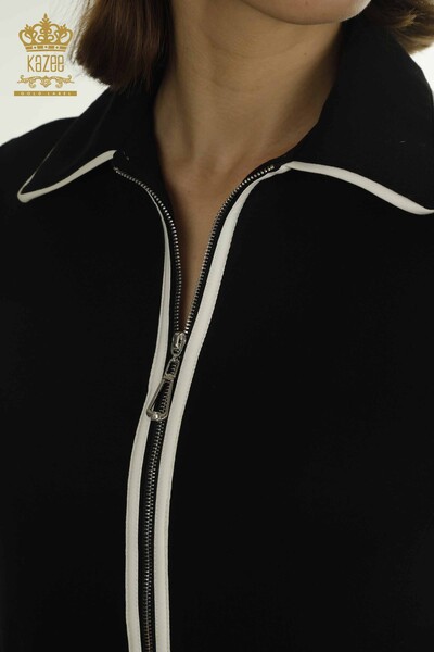 Toptan Kadın Elbise Fermuarlı Siyah Ekru - 17722 | KAZEE - 3