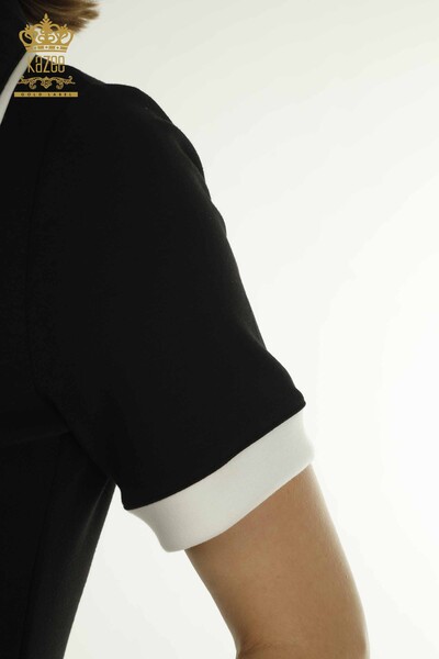 Toptan Kadın Elbise Fermuarlı Siyah Ekru - 17722 | KAZEE - 5