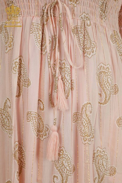 Toptan Kadın Elbise Karışık Desenli Pudra - 2404-1113 | D - Thumbnail