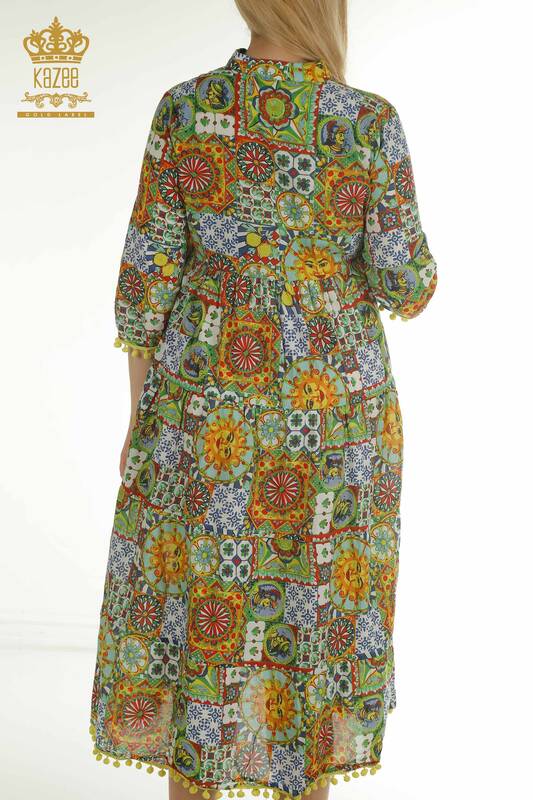 Toptan Kadın Elbise Karışık Desenli Yeşil - 2402-211281 | S&M