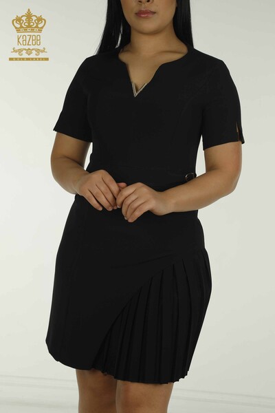 Toptan Kadın Elbise Kısa Kol Siyah - 2414-5943 | M - Thumbnail (2)