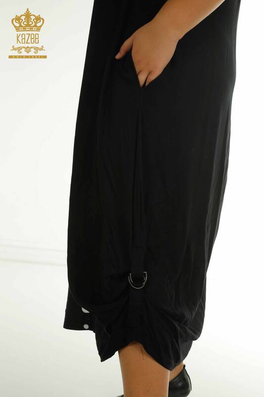 Toptan Kadın Elbise Kısa Kol Siyah Beyaz - 2405-10143 | T