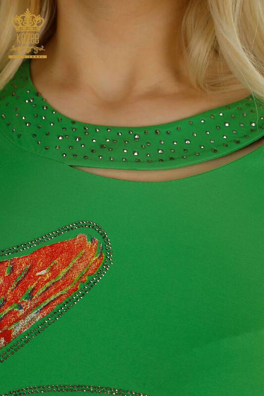 Toptan Kadın Elbise Kol Detaylı Yeşil - 2403-5045 | M&T