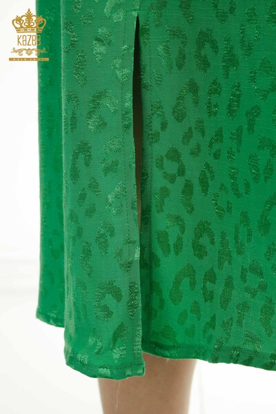 Toptan Kadın Elbise Kol Düğme Detaylı Yeşil - 2403-5050 | M&T - Thumbnail