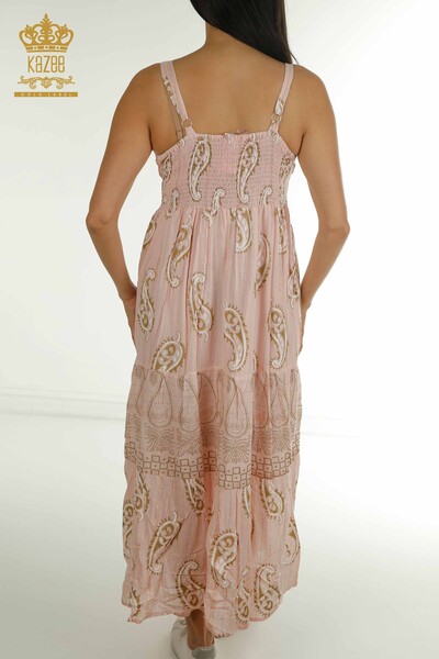 Toptan Kadın Elbise Nakış İşlemeli Pudra - 2404-111 | D - Thumbnail