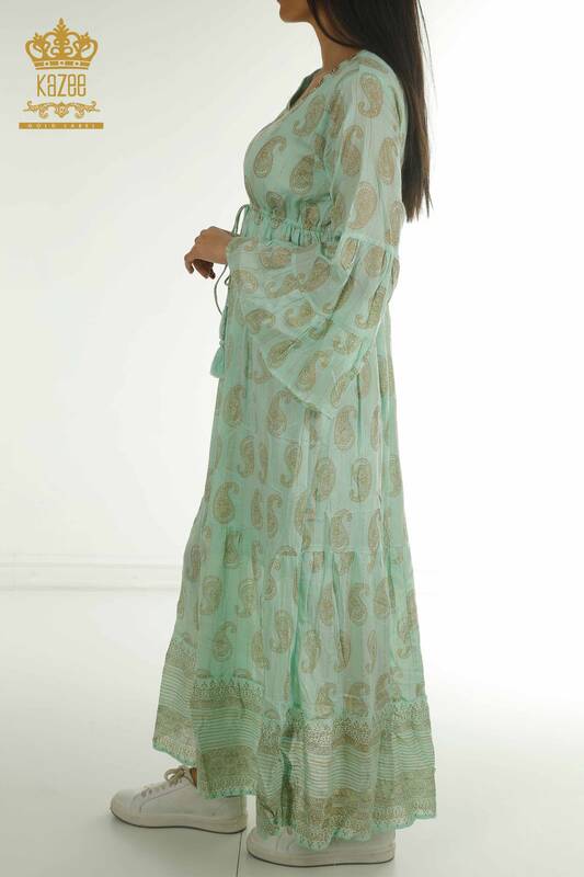Toptan Kadın Elbise Püskül Detaylı Mint - 2402-1112 | S&M