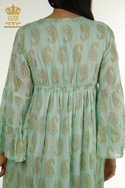 Toptan Kadın Elbise Püskül Detaylı Mint - 2402-1112 | S&M - Thumbnail
