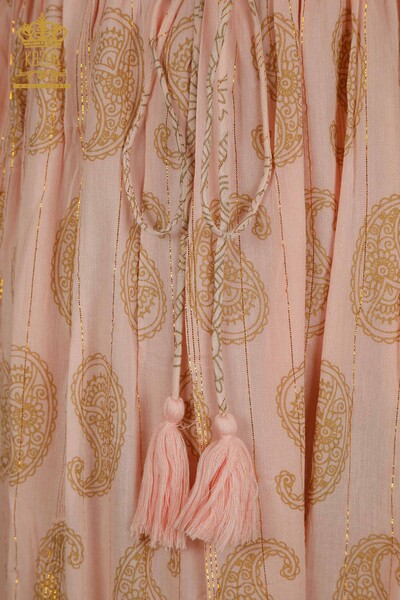 Toptan Kadın Elbise Püskül Detaylı Pudra - 2402-1112 | S&M - Thumbnail