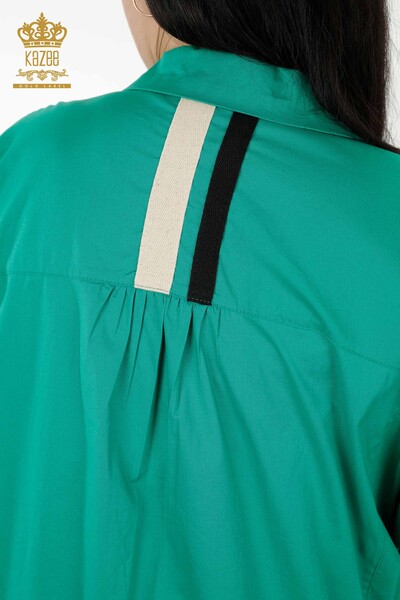 Toptan Kadın Elbise Renkli Çizgili Yeşil - 20380 | KAZEE - Thumbnail