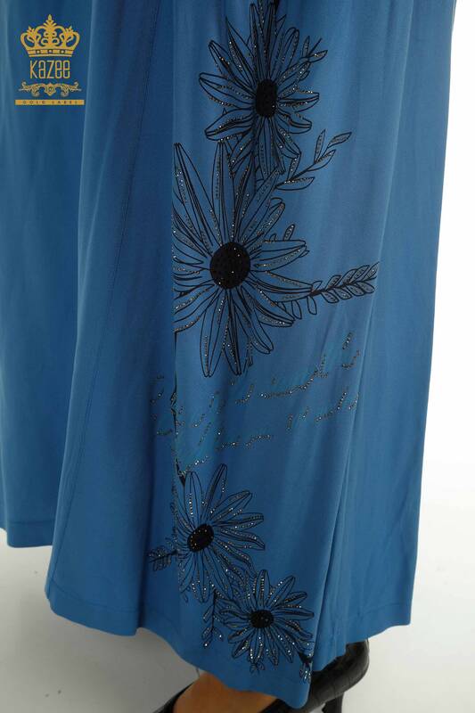 Toptan Kadın Elbise Takım Taş İşlemeli Mavi - 2405-10136 | T
