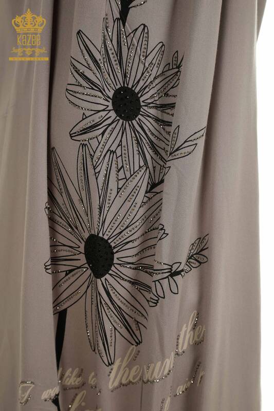 Toptan Kadın Elbise Takım Taş İşlemeli Vizon - 2405-10136 | T