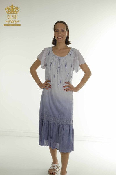 Kazee - Toptan Kadın Elbise Taş İşlemeli Lacivert - 2281 | KAZEE