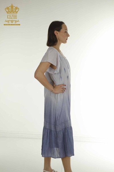 Kazee - Toptan Kadın Elbise Taş İşlemeli Lacivert - 2281 | KAZEE (1)