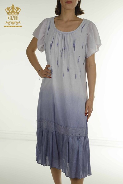 Toptan Kadın Elbise Taş İşlemeli Lacivert - 2281 | KAZEE - Thumbnail (2)