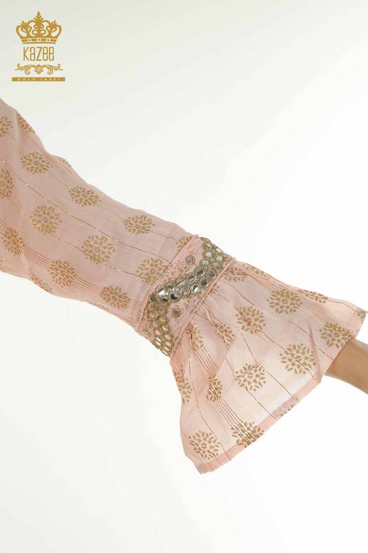 Toptan Kadın Elbise Taş İşlemeli Pudra - 2404-1111 | D