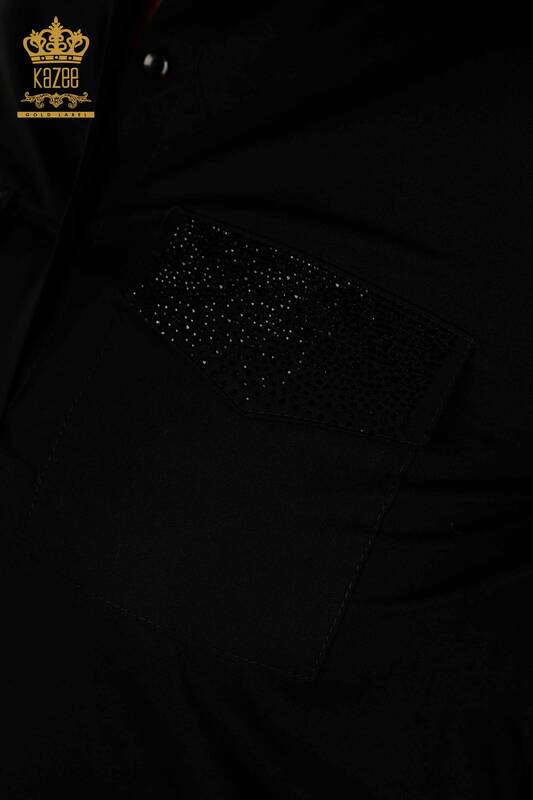 Toptan Kadın Elbise Taş İşlemeli Siyah - 20262 | KAZEE