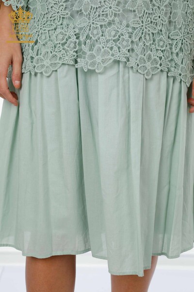 Toptan Kadın Elbise Tül Detaylı Mint - 17175 | KAZEE - Thumbnail