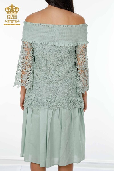 Toptan Kadın Elbise Tül Detaylı Mint - 17175 | KAZEE - Thumbnail