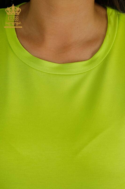 Toptan Kadın Elbise Yazı Detaylı Fıstık Yeşil - 2402-231046 | S&M
