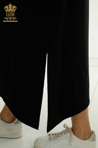 Toptan Kadın Elbise Yazı Detaylı Siyah - 2402-231046 | S&M - Thumbnail
