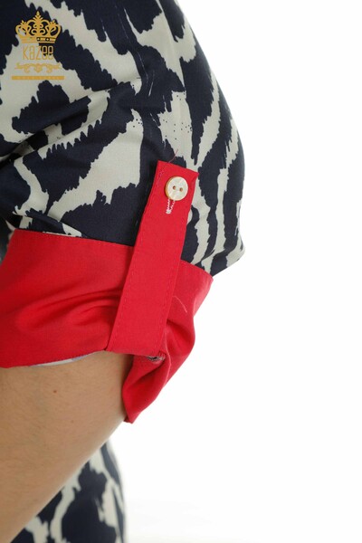 Toptan Kadın Elbise Yırtmaç Detaylı Kırmızı - 2402-211432 | S&M - Thumbnail