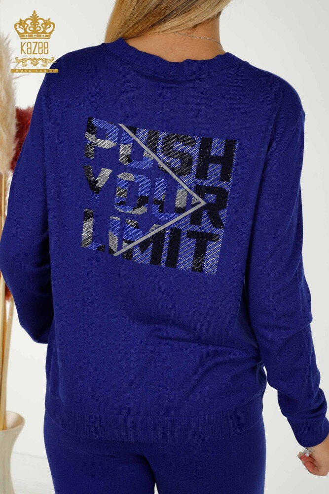 Toptan Kadın Eşofman Takımı Cepli Fermuarlı Saks - 16679 | KAZEE - 10