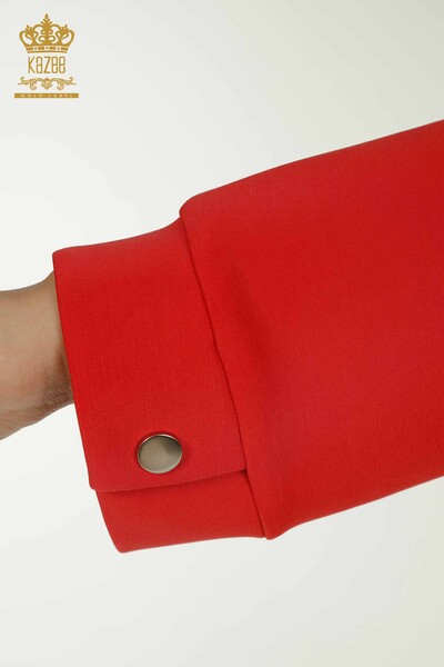 Toptan Kadın Eşofman Takımı Düğme Detaylı Kırmızı - 17624 | KAZEE - Thumbnail