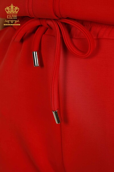 Toptan Kadın Eşofman Takımı Düğme Detaylı Kırmızı - 17624 | KAZEE - Thumbnail