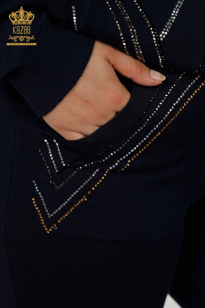 Toptan Kadın Eşofman Takımı Fermuarlı Lacivert - 16676 | KAZEE - 7