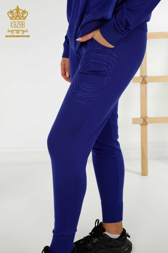 Toptan Kadın Eşofman Takımı Fermuarlı Saks - 16276 | KAZEE - 7