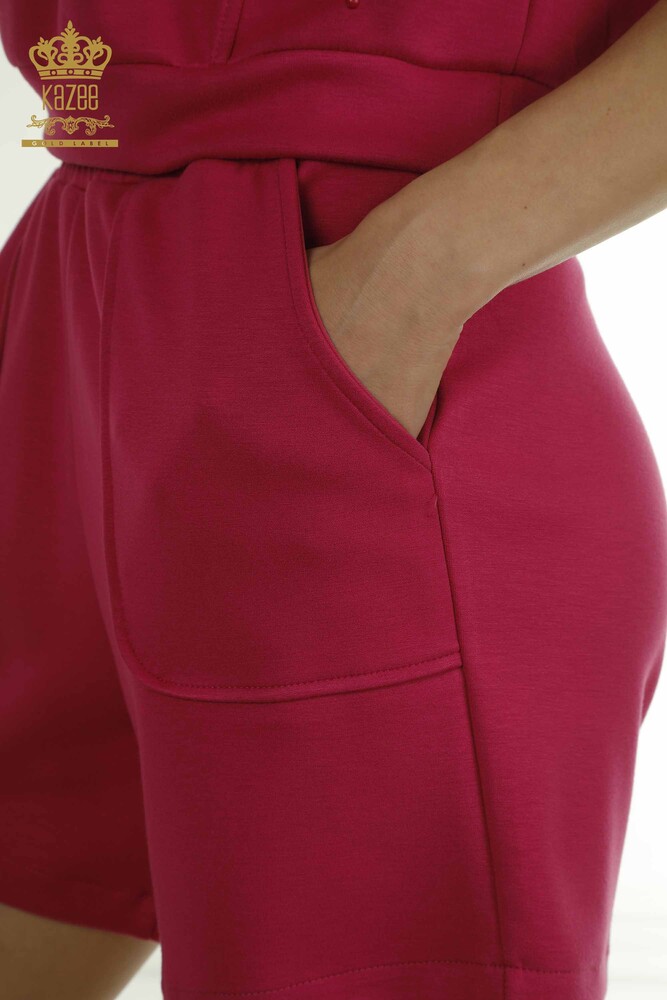 Toptan Kadın Eşofman Takımı Kapüşonlu Fuşya - 17704 | KAZEE - 6