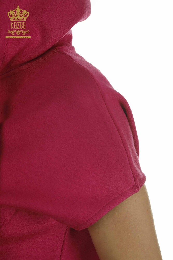 Toptan Kadın Eşofman Takımı Kapüşonlu Fuşya - 17704 | KAZEE - 7