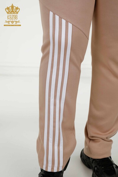 Toptan Kadın Eşofman Takımı Kapüşonlu Koyu Vizon Beyaz - 17569 | KAZEE - 5