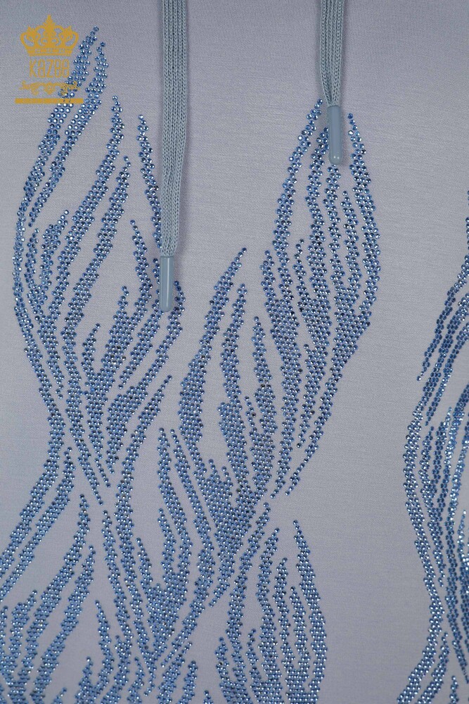 Toptan Kadın Eşofman Takımı Kapüşonlu Mavi - 17566 | KAZEE - 6