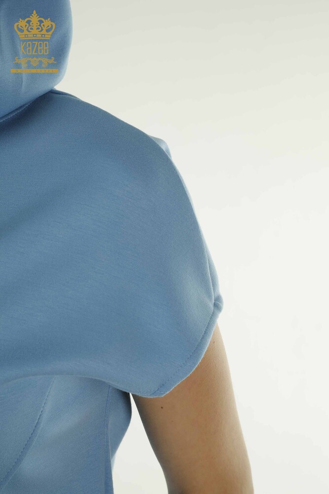 Toptan Kadın Eşofman Takımı Kapüşonlu Mavi - 17704 | KAZEE - 6