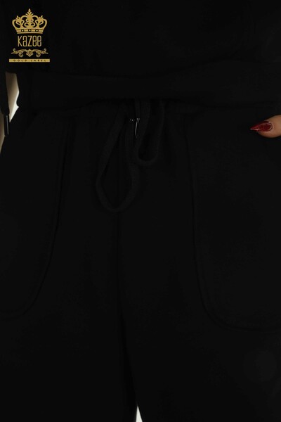 Toptan Kadın Eşofman Takımı Kapüşonlu Siyah - 17704 | KAZEE - 7