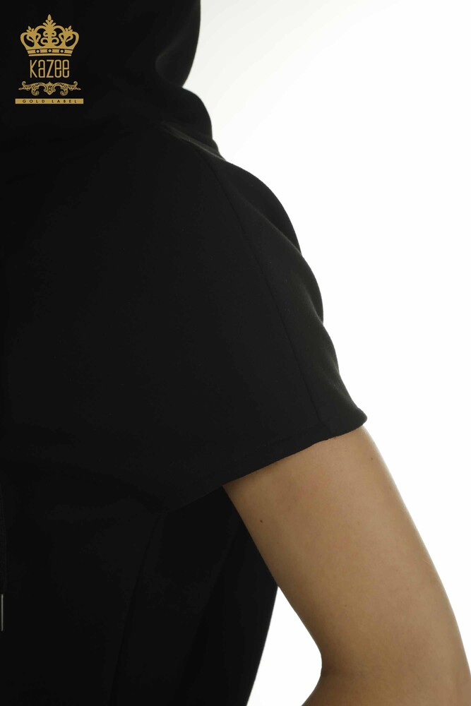 Toptan Kadın Eşofman Takımı Kapüşonlu Siyah - 17704 | KAZEE - 9