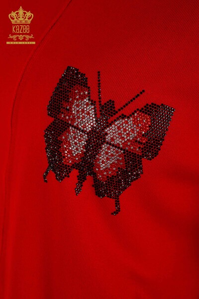 Toptan Kadın Eşofman Takımı Kelebek Desenli Kırmızı - 16678 | KAZEE - Thumbnail
