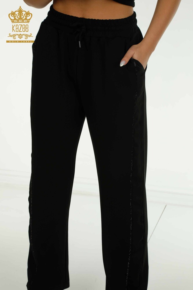 Toptan Kadın Eşofman Takımı Kısa Kol Siyah - 17692 | KAZEE - 11