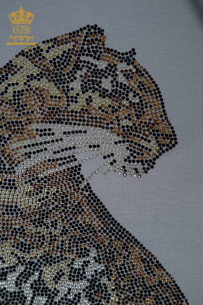 Toptan Kadın Eşofman Takımı Leopar Desenli Mavi - 17580 | KAZEE - Thumbnail