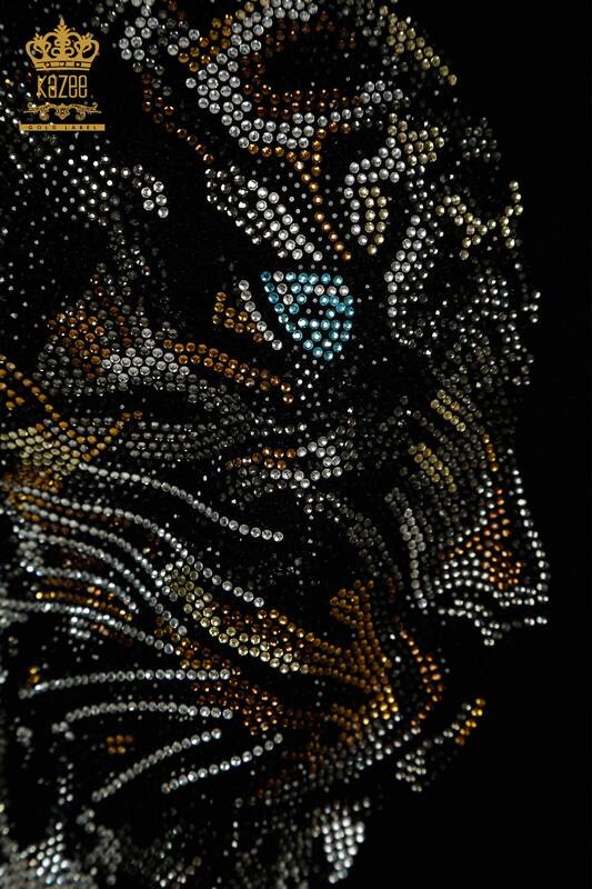 Toptan Kadın Eşofman Takımı Leopar Desenli Siyah - 16660 | KAZEE